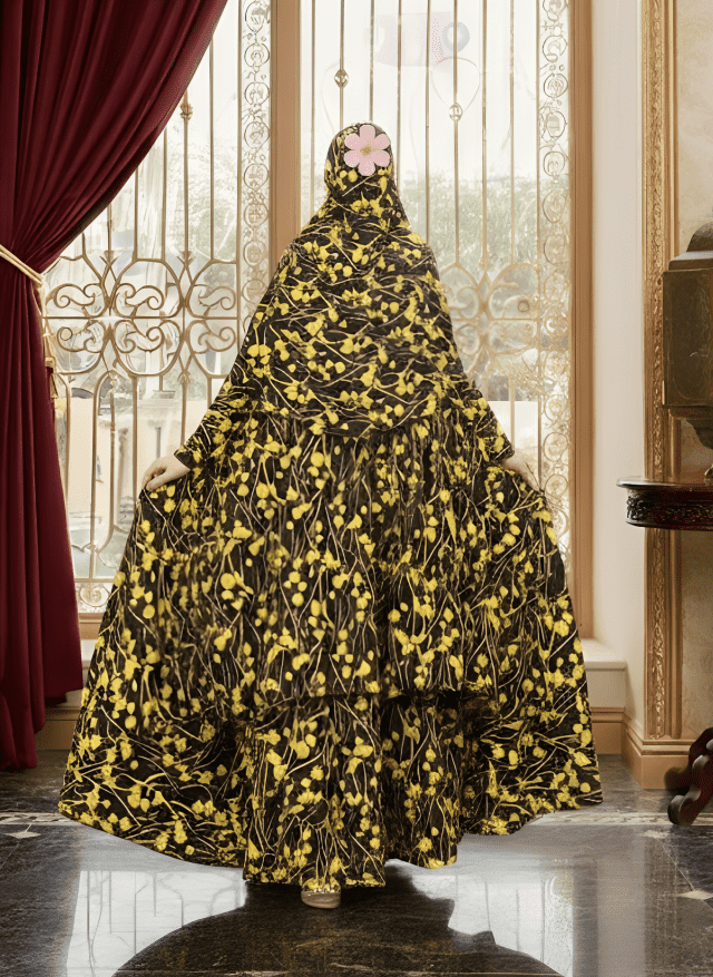 Cherry Georgette Fabric Khimar Scarf Set - Image 1